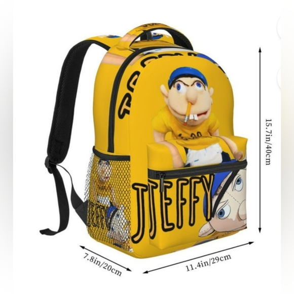 Woodyotime Sml Jeffy Fashionable Unisex Backpack-Yellow - Picture 3 of 4